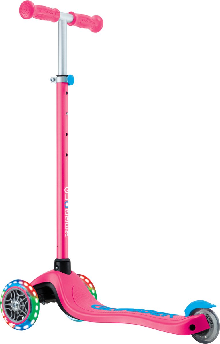 Globber 3-Rad-Roller – Primo Plus Lights Fuchsia – Pink Lila – leuchtende Räder – höhenverstellbar – von 3 bis 9 Jahren