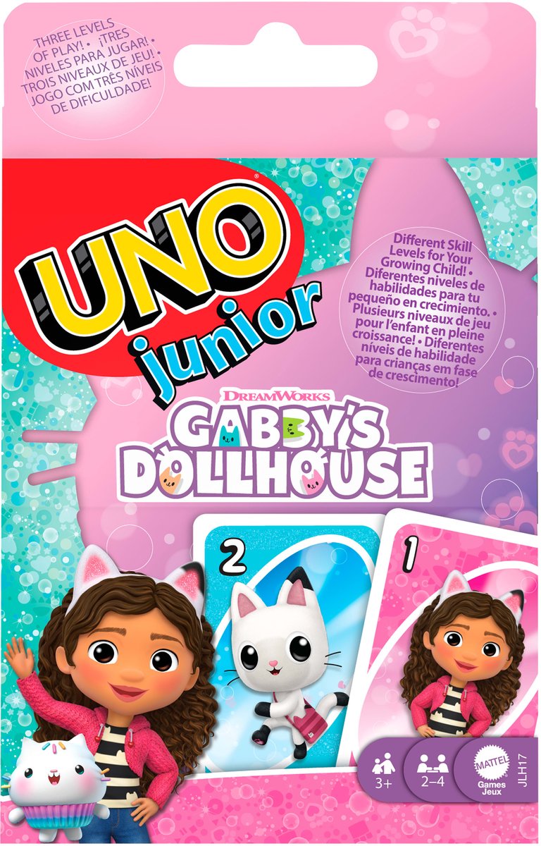 Mattel Uno Junior Dreamworks Gabbys Puppenhaus-Kartenspiel