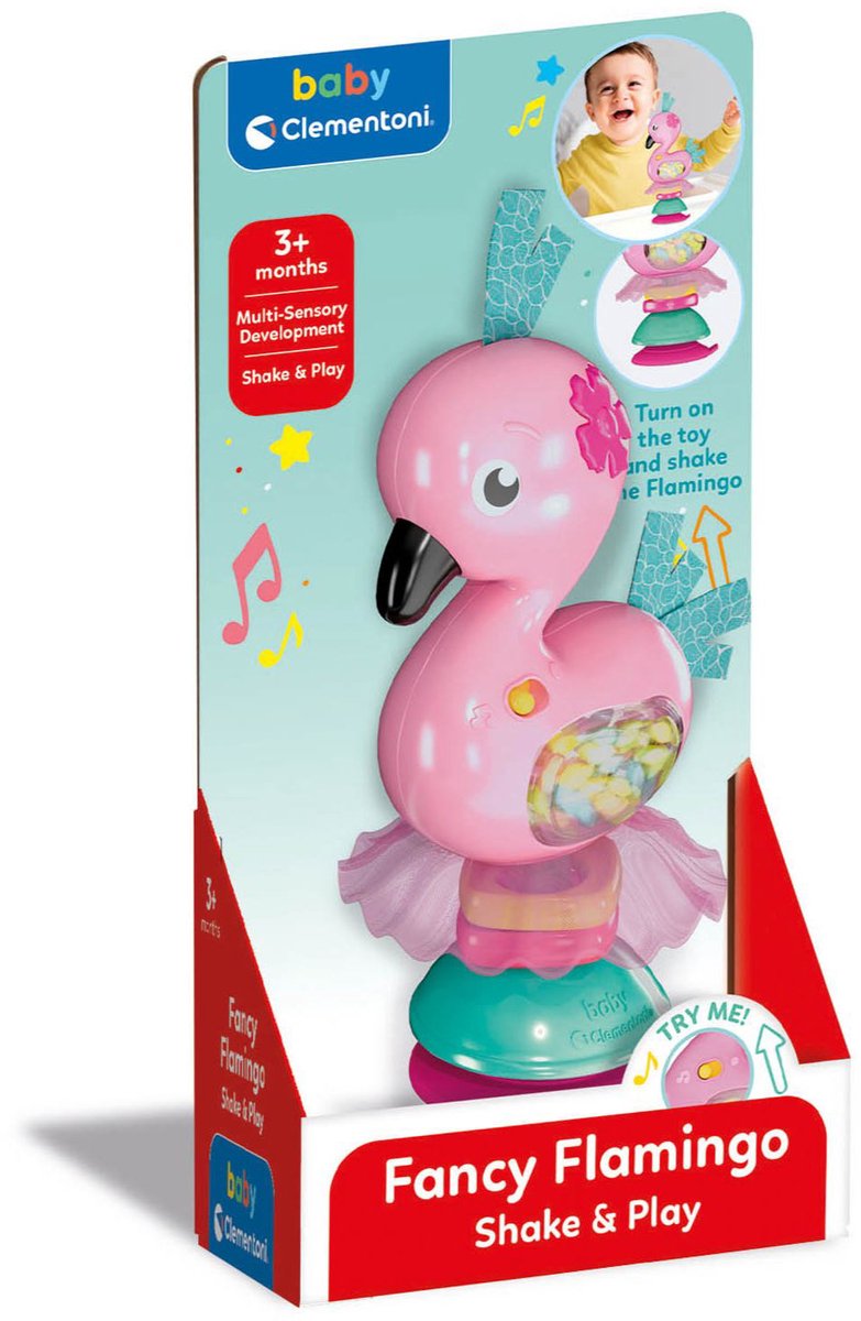 Clementoni Baby-Flamingo-Rassel zum Schütteln und Spielen | 2 Stk