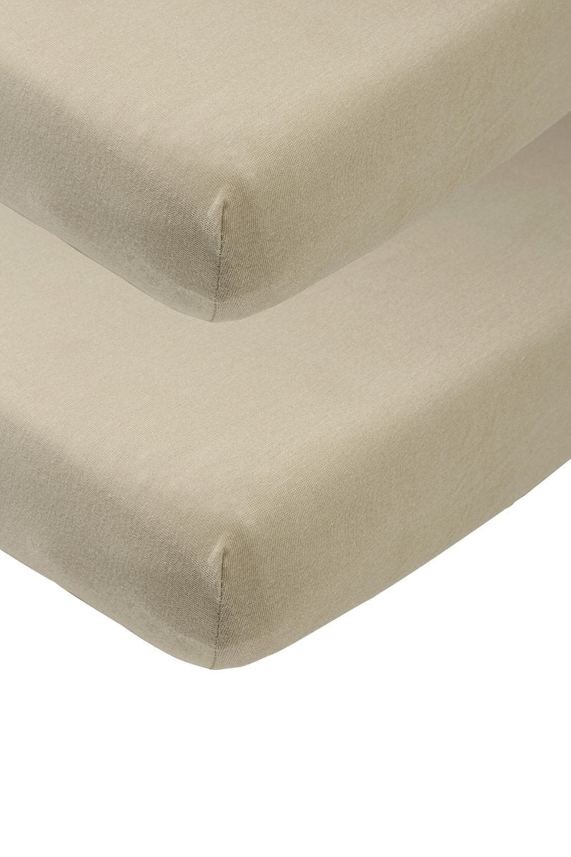 Meyco Baby Uni Spannbettlaken Beistellbett – 2er-Pack – Taupe – 50 x 90 cm