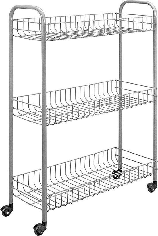 Metaltex Bad-Küchenwagen schlank 84x56cm Stahl silber