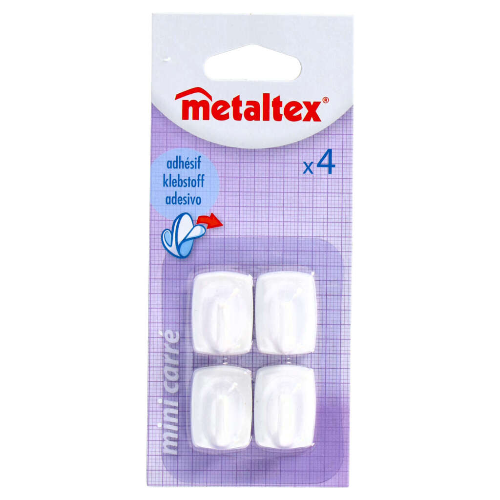 Metaltex quadratische Klebehaken 4 Stück weiß