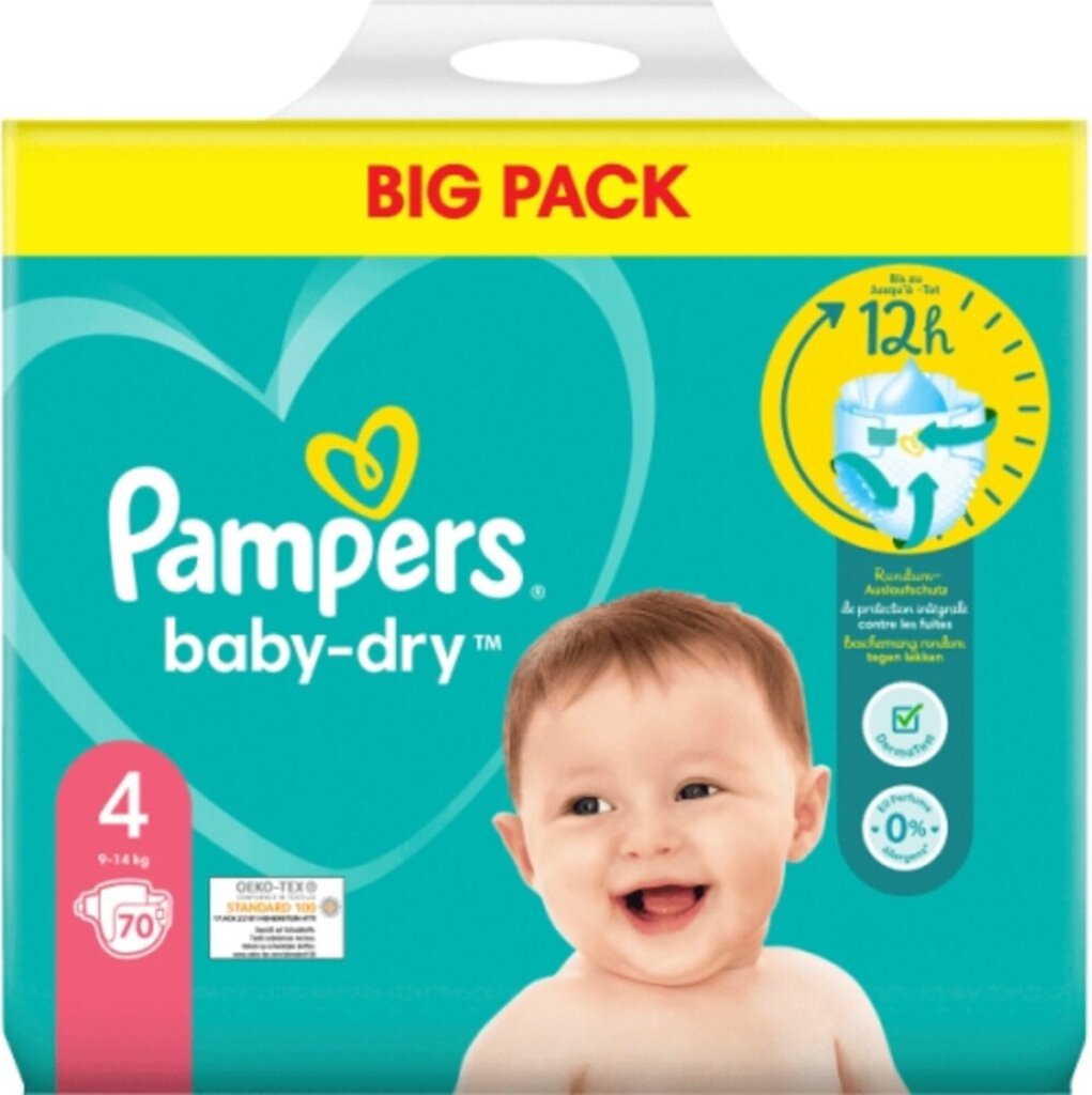 Pampers Pampers Baby Dry Größe 4 9-14 KG 70 Windeln