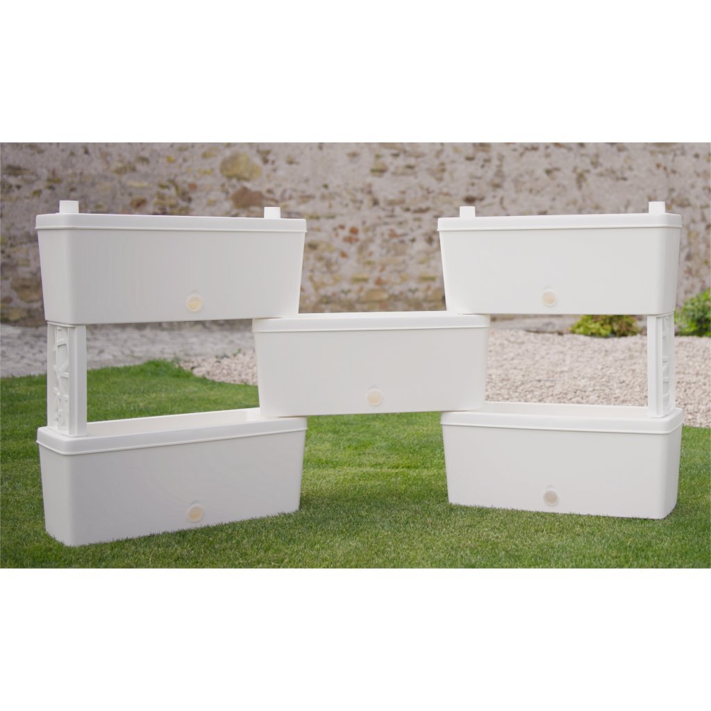 Bama Ziegelstein verbindbare Pflanzgefäße 75l 59x23x27 cm 5 Stück weiß