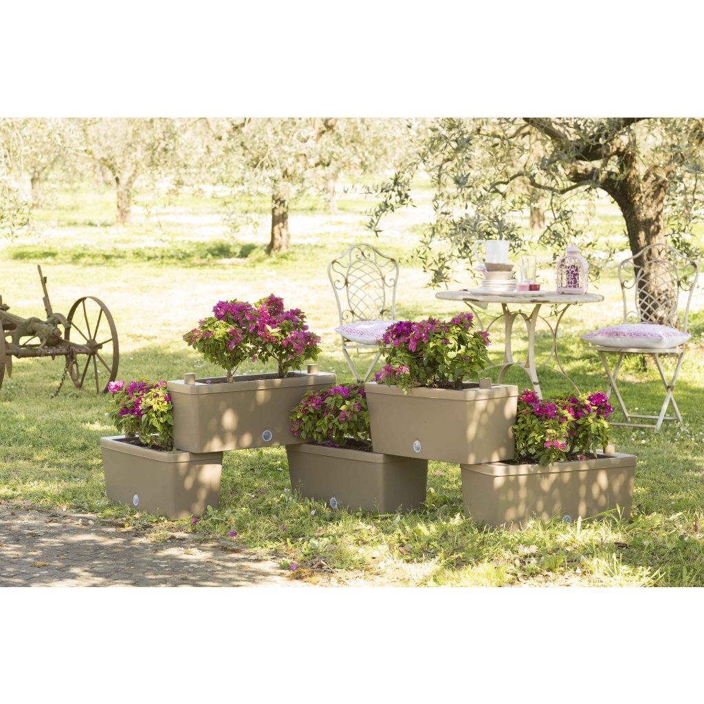 Bama Brick verbindbare Pflanzgefäße 75l 59x23x27 cm 5 Stück Taupe