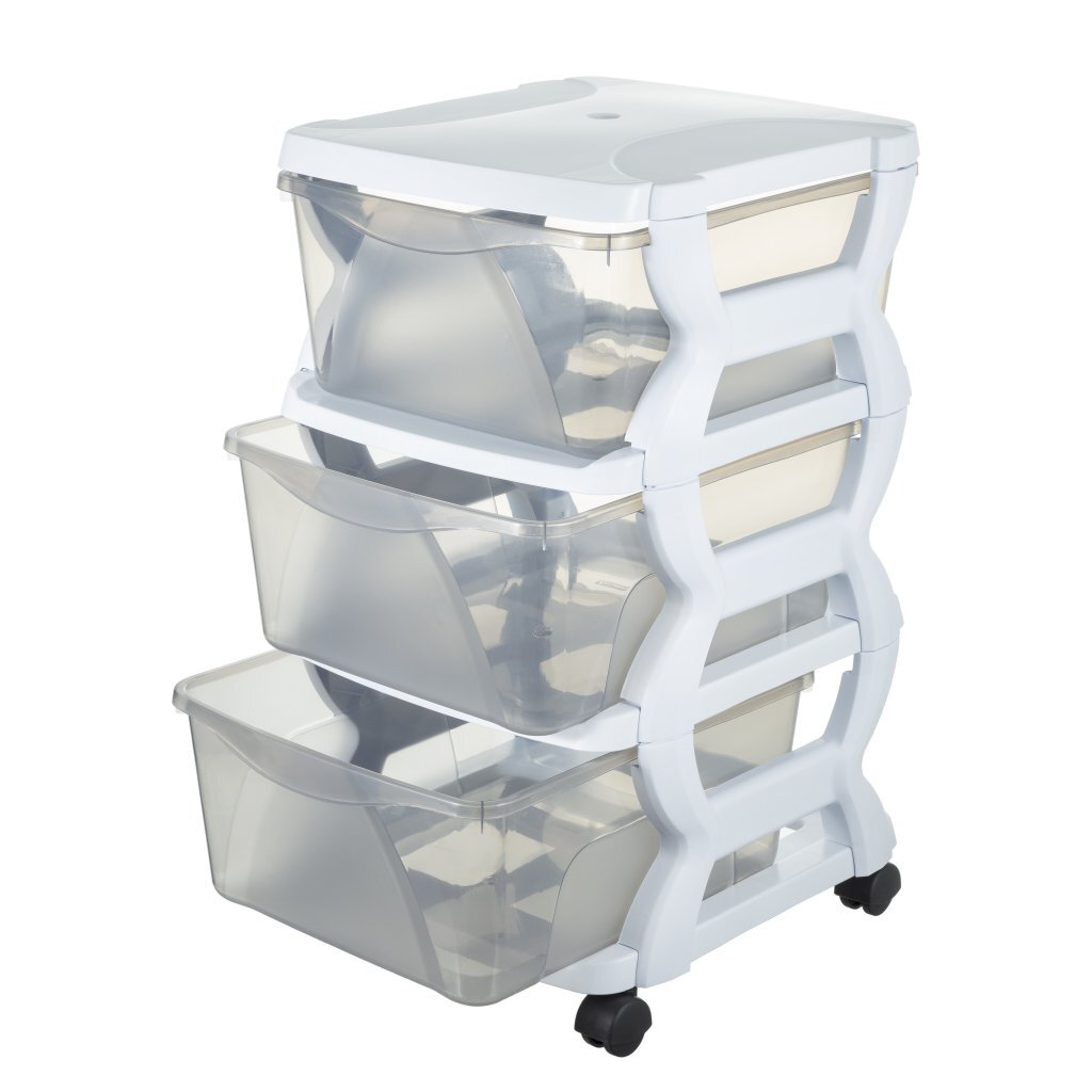 Bama Insieme Schubladensystem mit Rollen 3 Schubladen 36x40x62 cm weiß transparent
