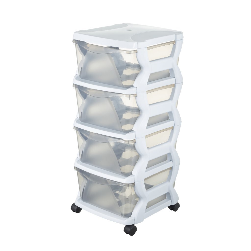 Bama Insieme Schubladensystem mit Rollen 4 Schubladen 36x40x80 cm weiß transparent