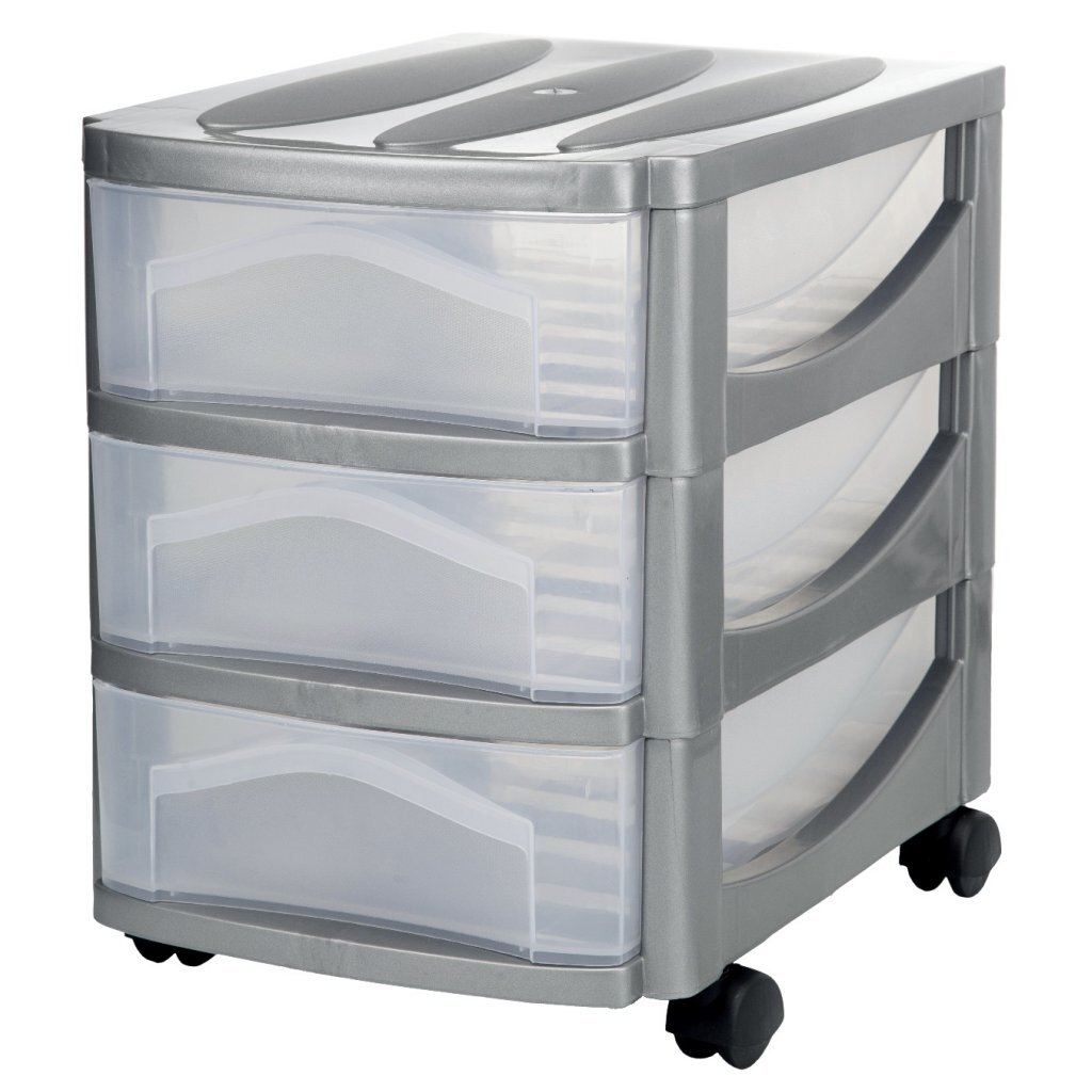Bama großes Hobby-Schubladensystem mit 3 Schubladen 30x30x40 cm silberweiß