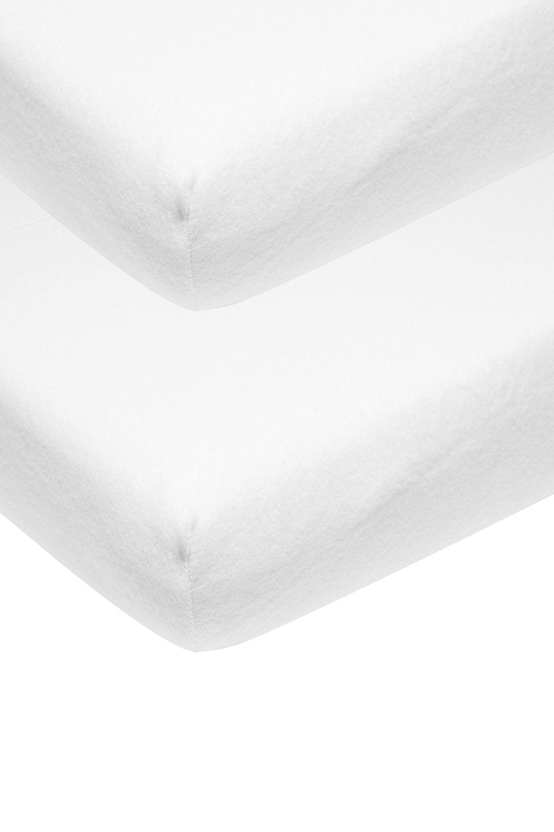 Meyco Baby Uni Molton Stretch Spannbettlaken Juniorbett – 2er-Pack – weiß – 70 x 140 x 150 cm