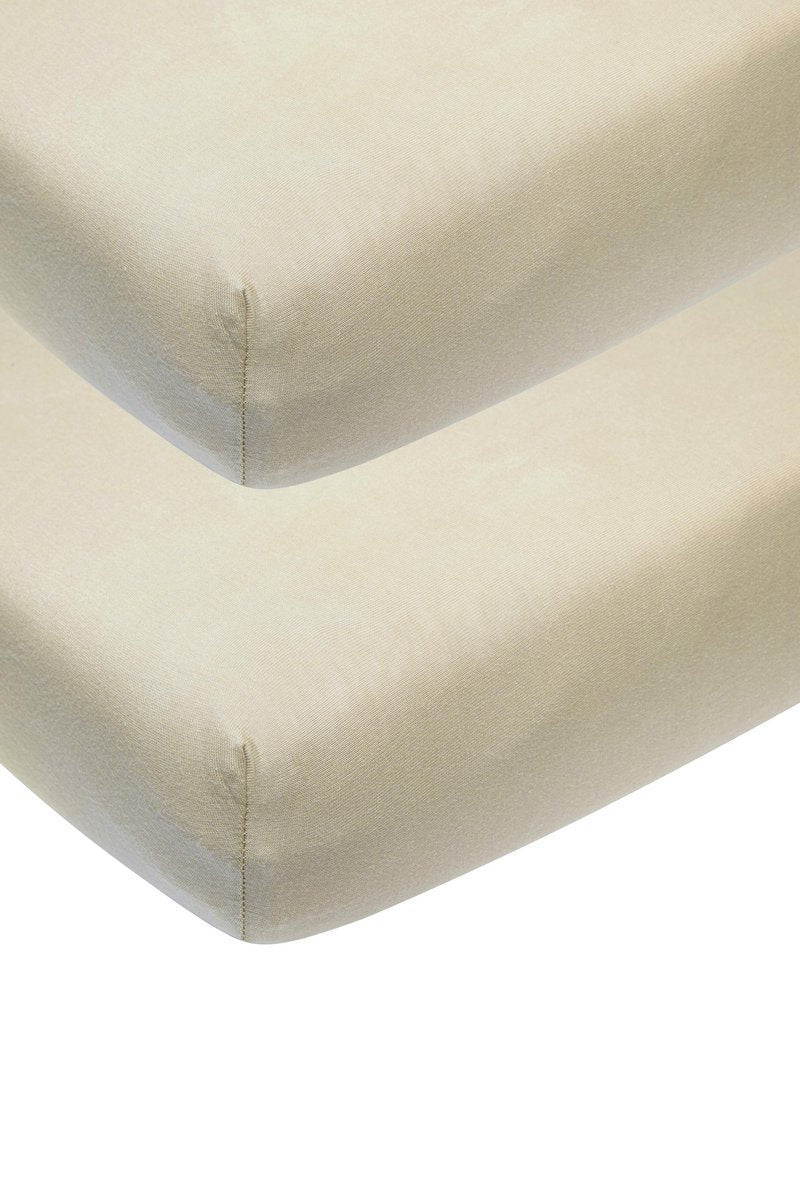Meyco Baby Uni Spannbettlaken Juniorbett – 2er-Pack – Sand – 70 x 140 x 150 cm