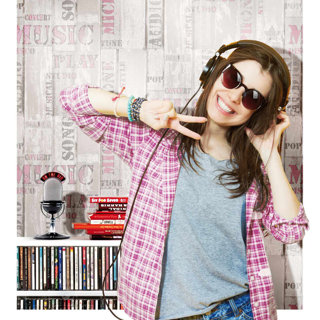 Noordwand Tapete Urban Freunde Kaffee Holzbretter Beige und Pink
