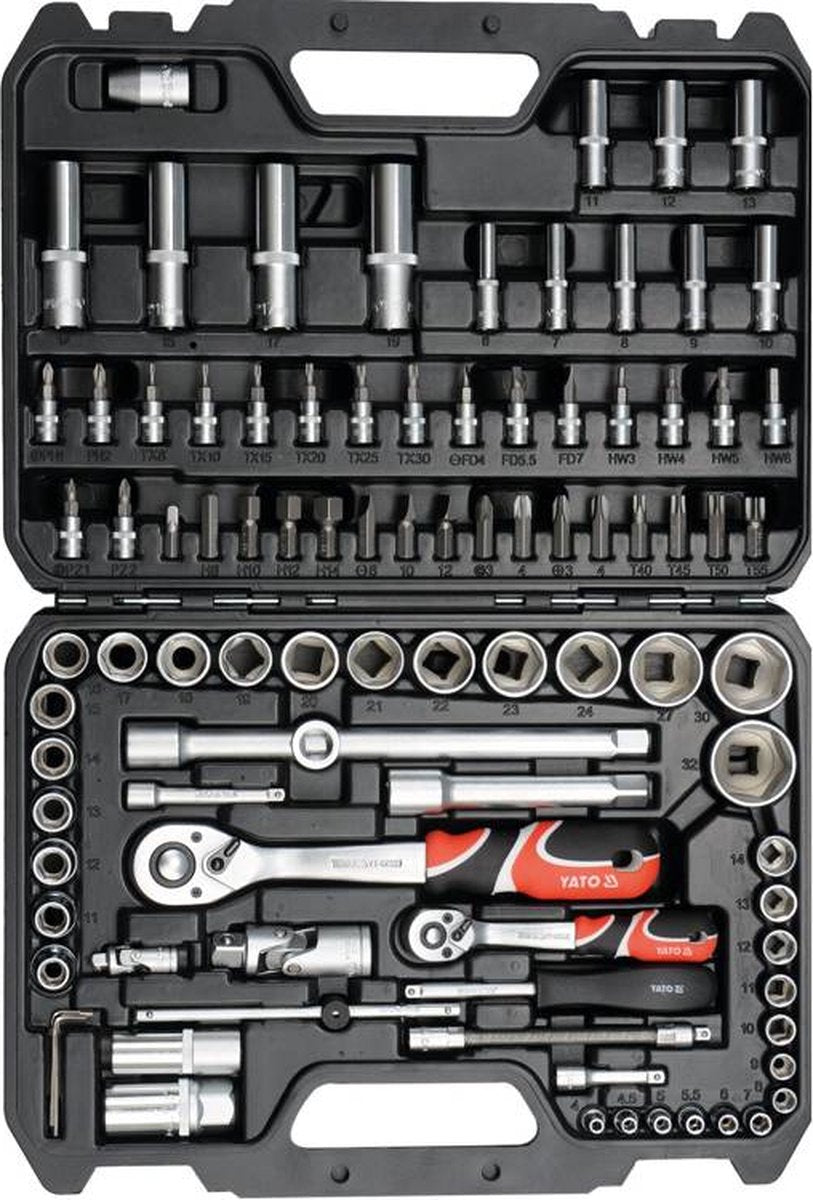 Yato Werkzeugset 94-teilig, schwarzes Metall, YT-12681