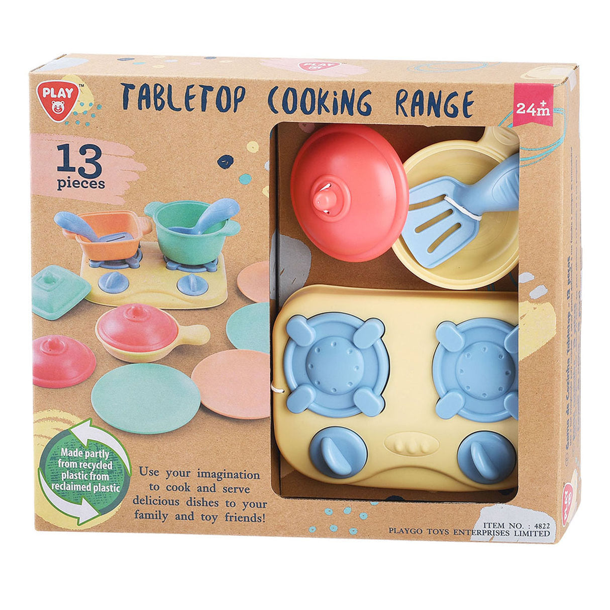 Playgo Tischkochherd mit Zubehör, Spielset – 13-teilig.