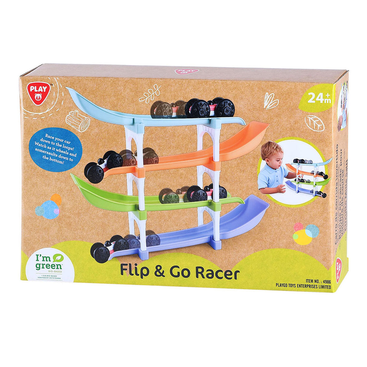Biobasierte Flip-and-Go-Autorennbahn von Playgo – 11-tlg.