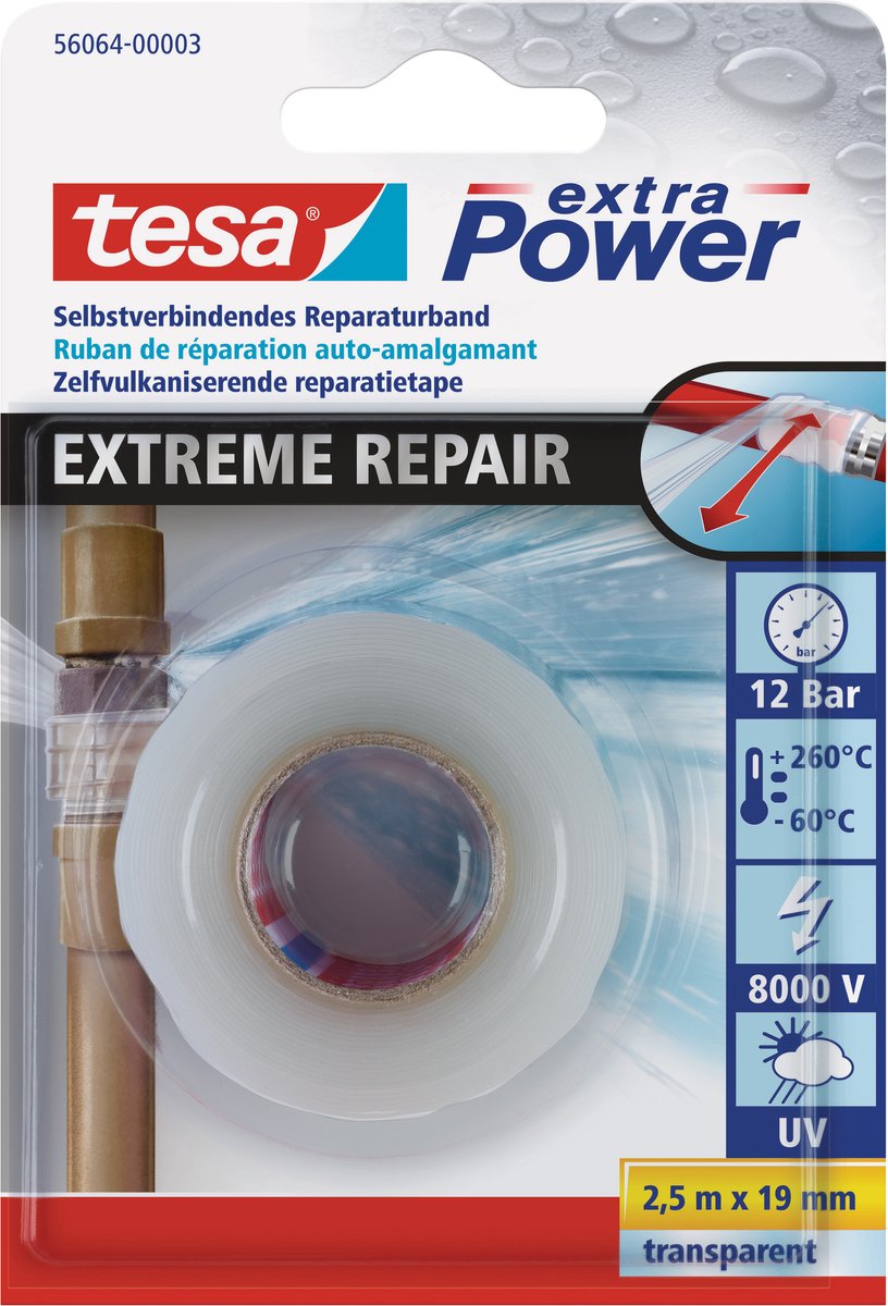 Tesa Extreme Repair 56064-00003-00 Reparaturband Extra Power transparent (L x B) 2,5 m x 19 mm 1 Stück