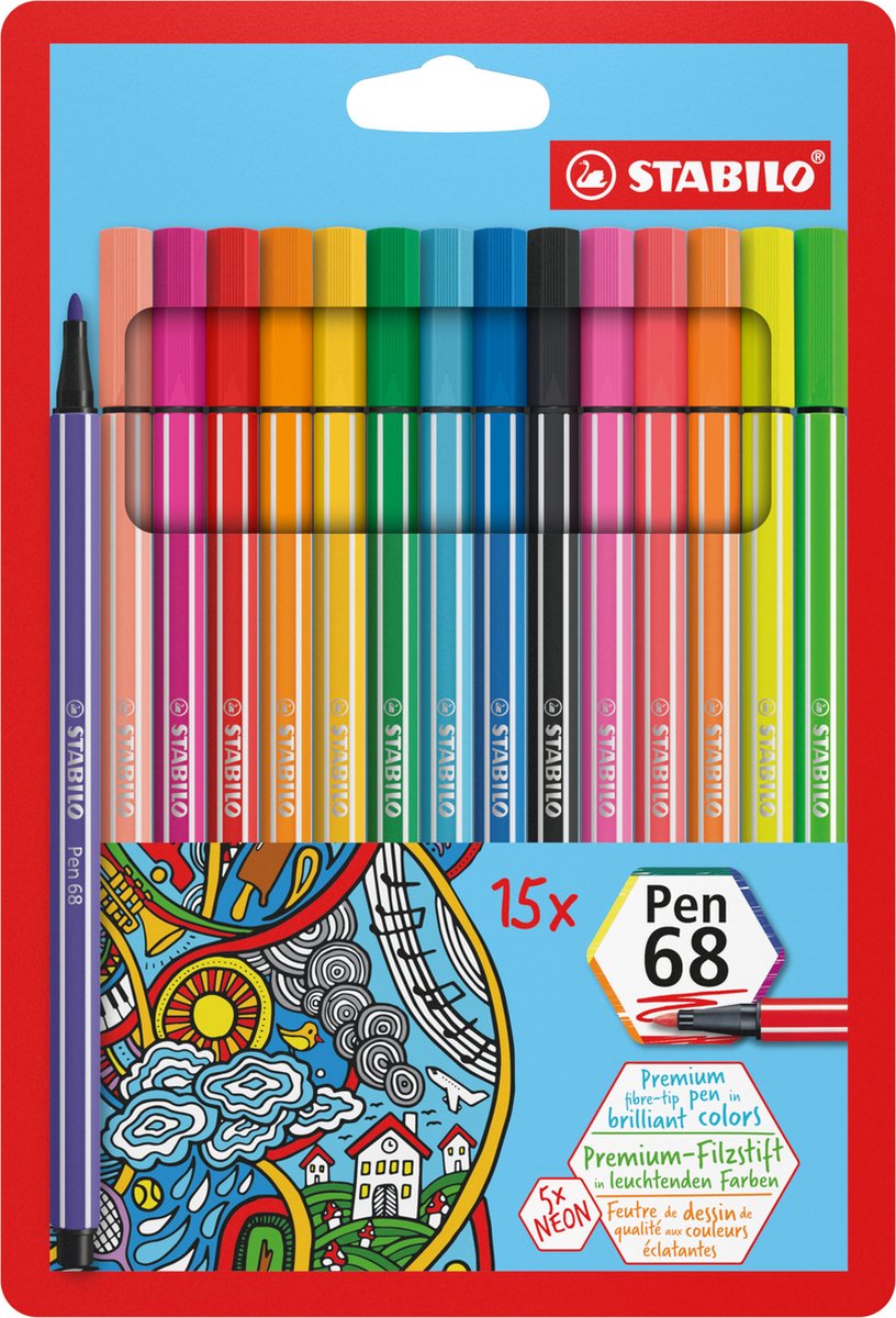 Stabilo Pen 68 - Filzstift - Set à 15 Stück