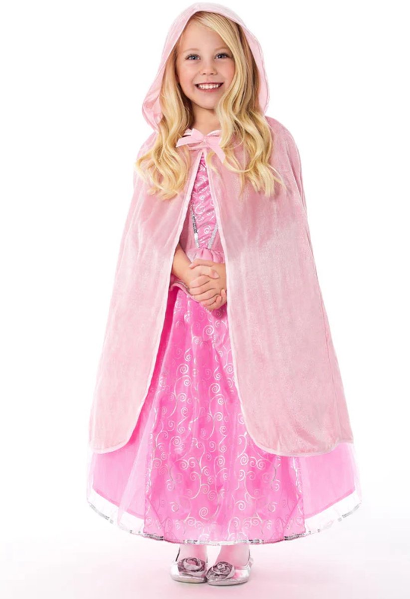 Kleine Abenteuer - rosa Umhang mit Kapuze - Größe L XL (5-9 Jahre)