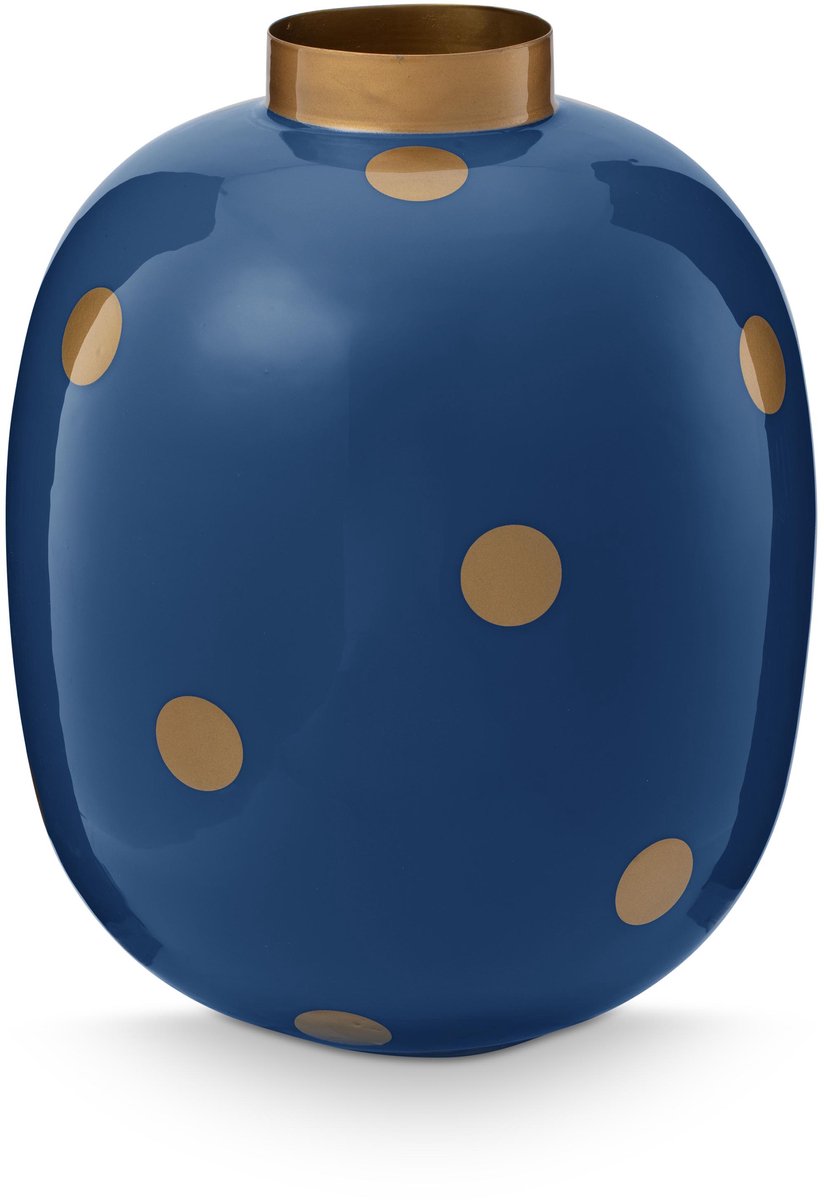 Pip studio vaas dots - bloemenvaas van metaal - navy goud - 32cm