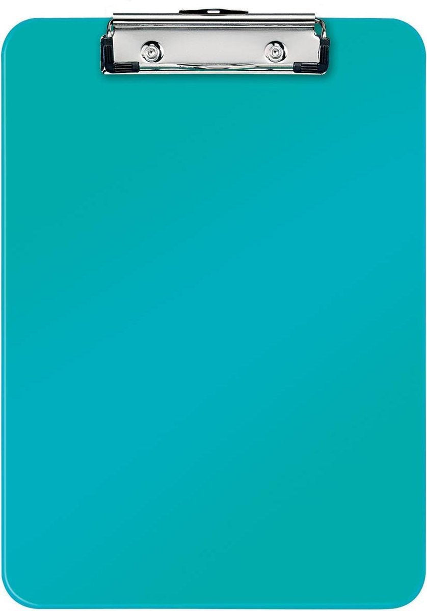 Leitz Wow Kunststoff-Klemmbrett A4 mit Aufhängehaken – Kapazität bis zu 75 Blatt – Eisblau