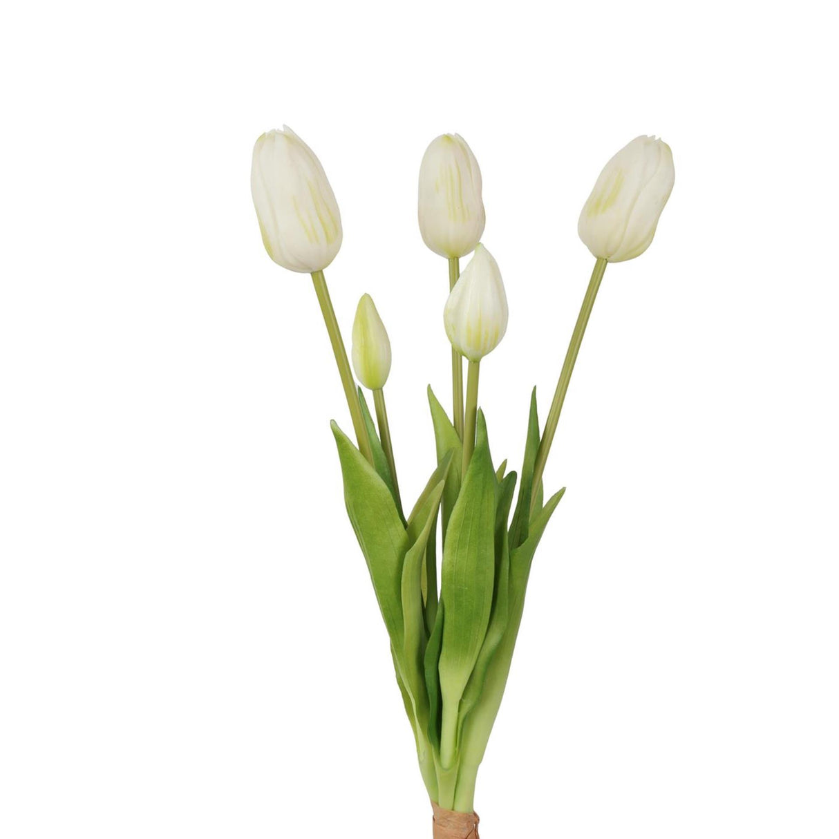 Roberts collection kunstboeket lisa tulpen wit groen 40cm bundel met 5 tulpen