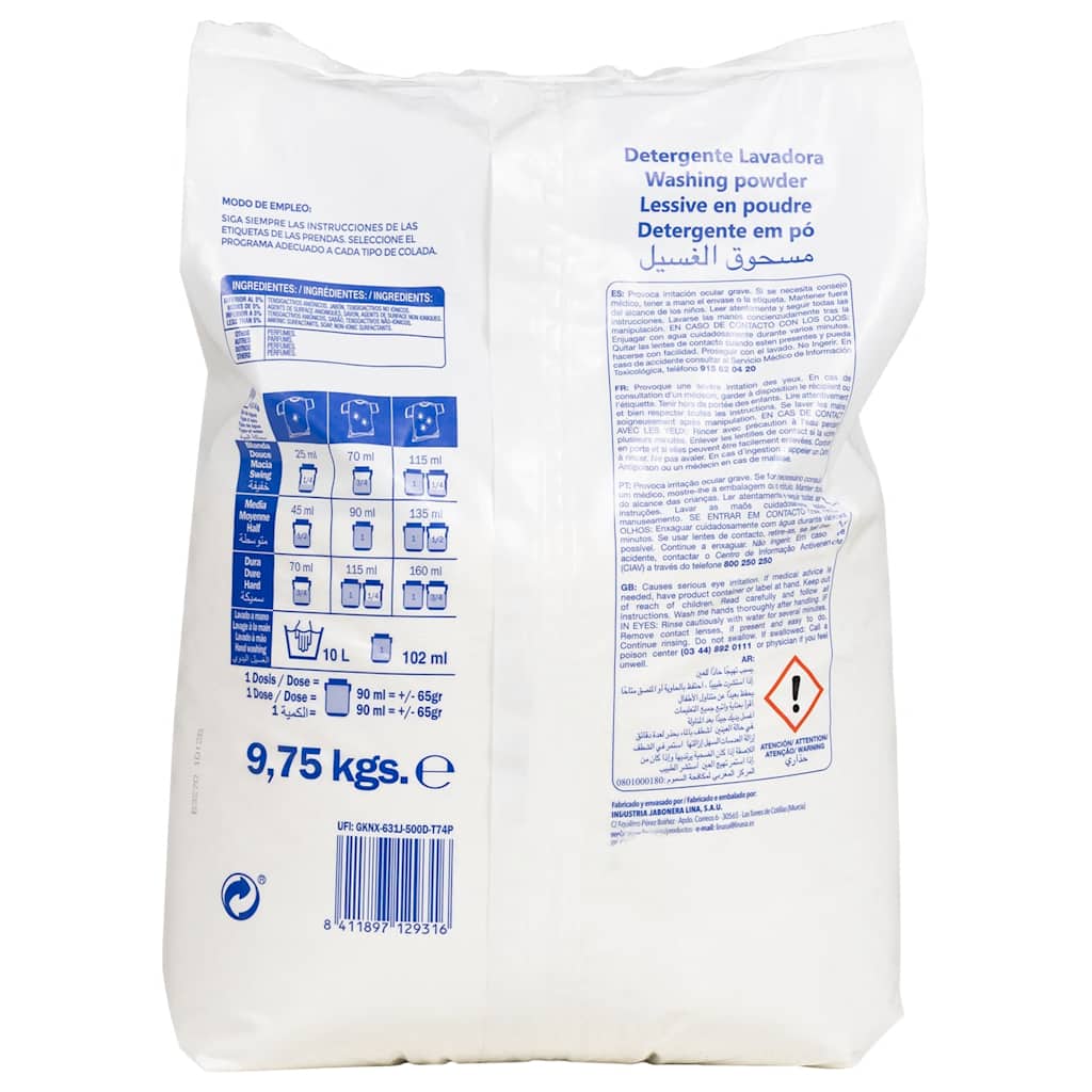 VidaXL Waschpulver für 150 Wäschen 9,75 kg weiß