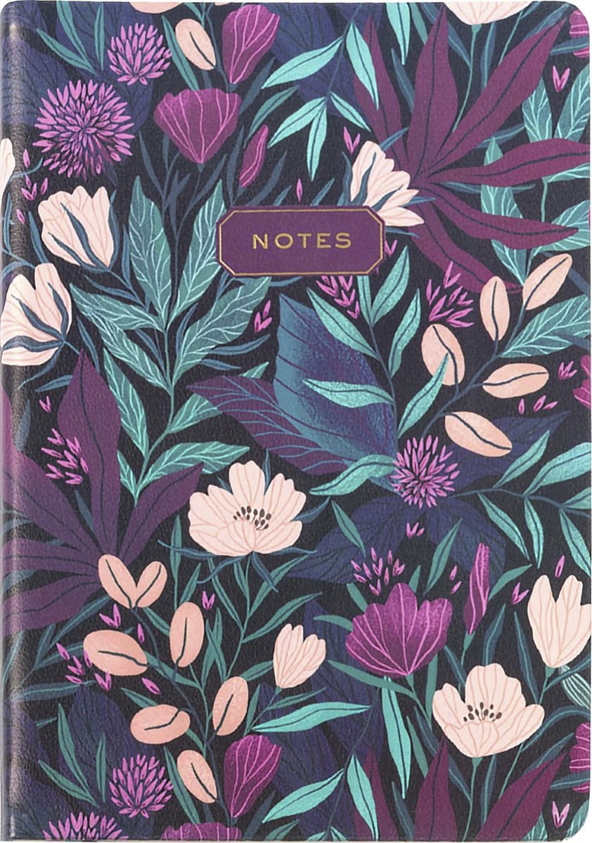 Eccolo Notizbuch – tropisches Blumenmuster – Linie – ca. 15x20cm - ec-d444b