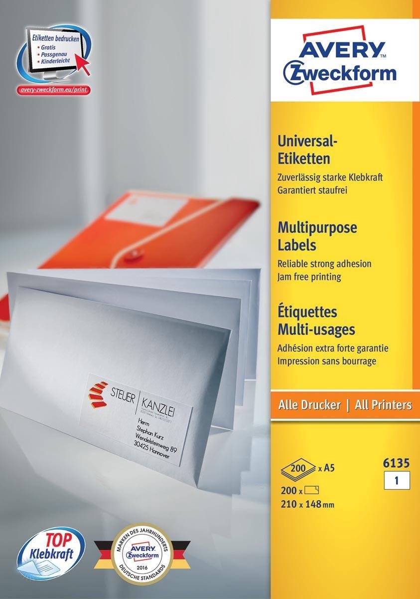 Avery Zweckform Etikett Avery Ilk 210 x 148 mm auf – A5-Blatt, weiße Box, 200 Blatt, 1 Et.