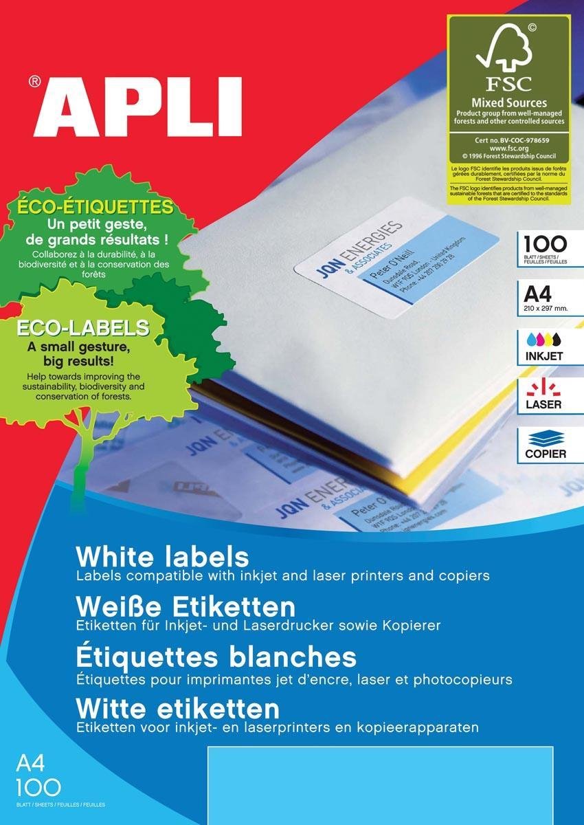 Apli Klebeetiketten 199,6 x 289,1 mm 100 Blatt weiß