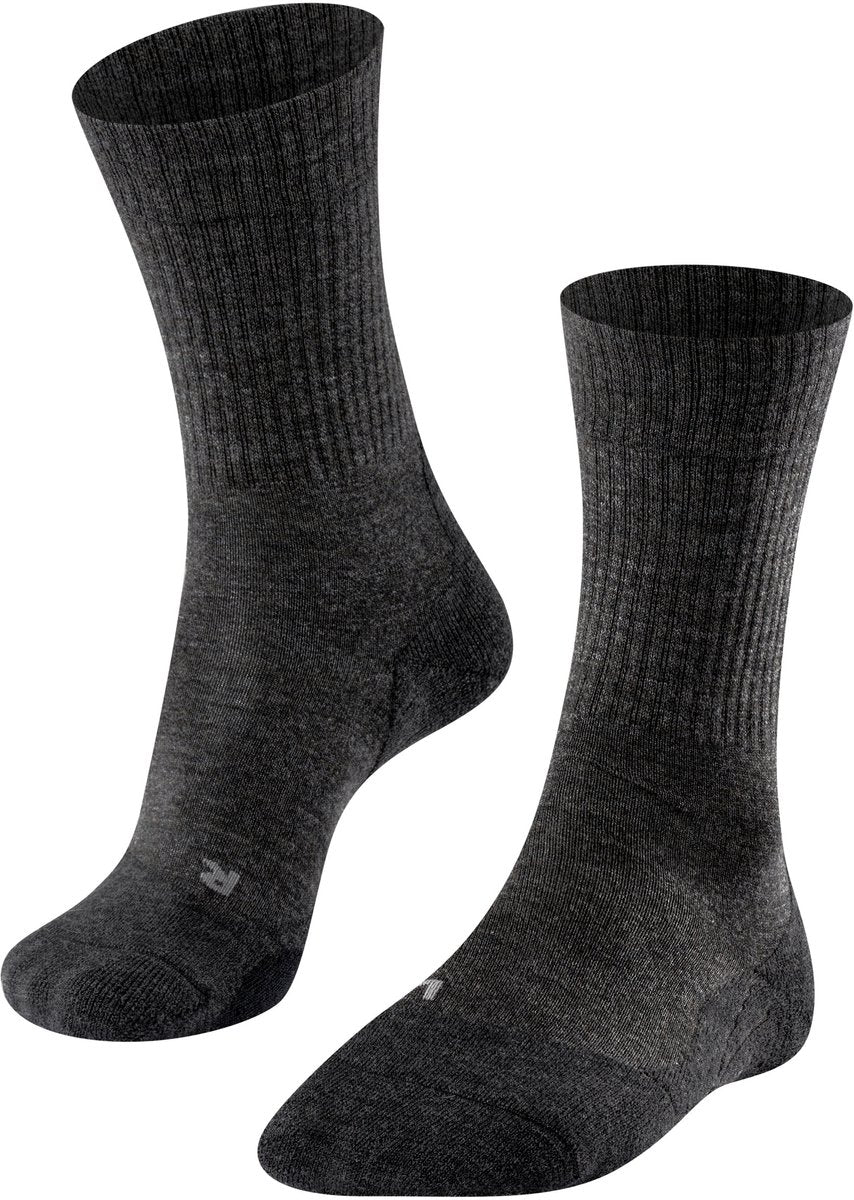 Falke TK2 Wool Anti-Blister Wandersocken aus dickem Woll-Funktionsmaterial Damen Grau – Größe 39-40