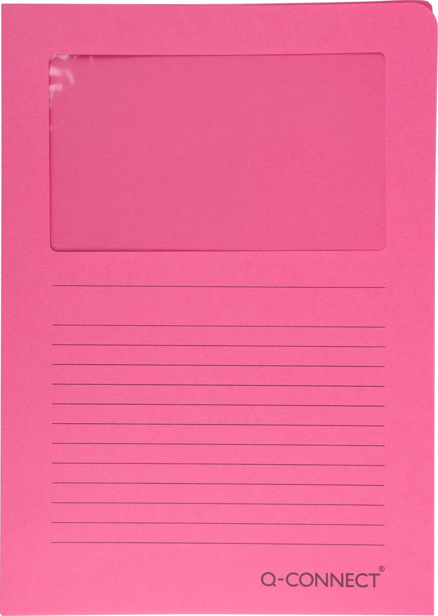 Q-connect L-Karte mit Fenster | 120 g m² | a4 | Packung mit 100 Stück | rosa