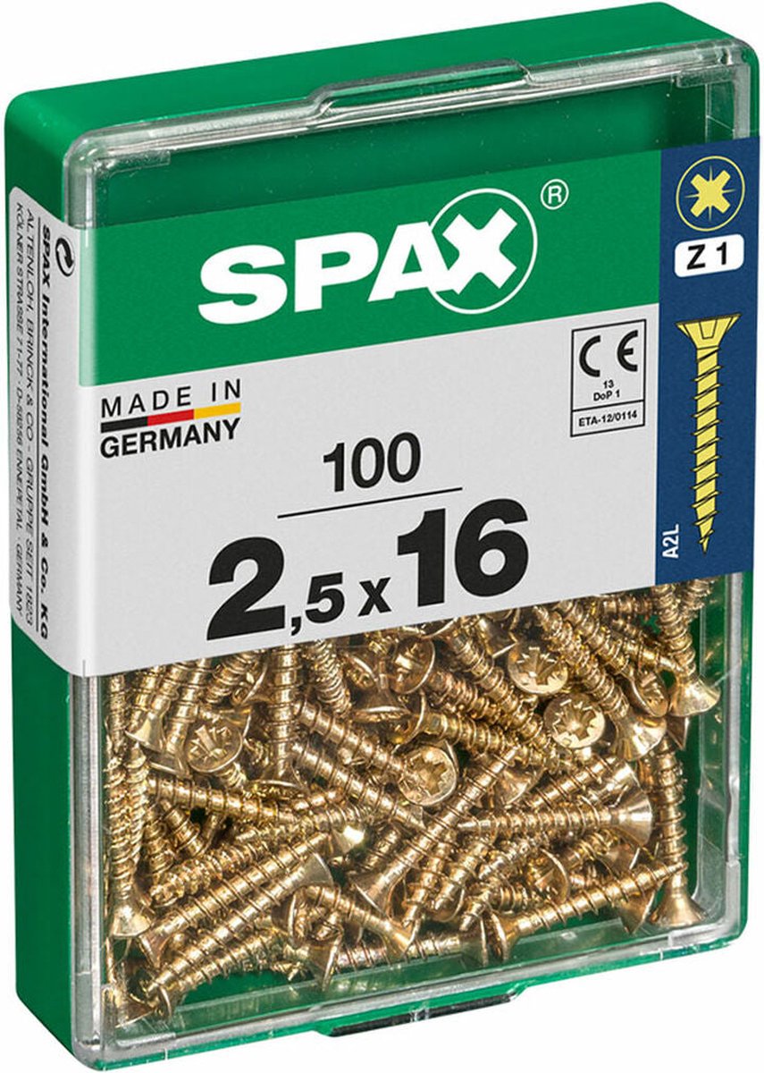 Spax Schraubendose Holzschraube Flachkopf (2,5 x 16 mm)