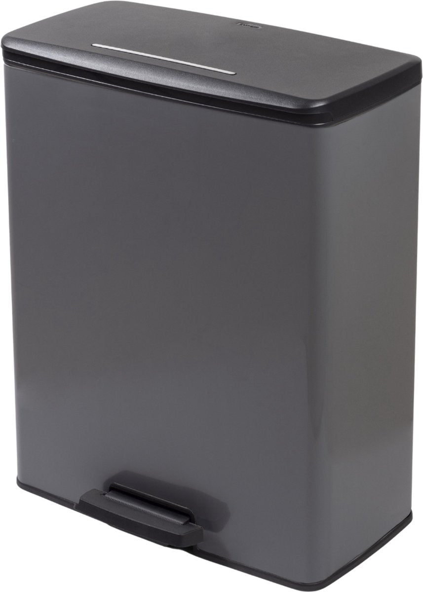 Hurver Pedal Bin Deco Rechteck 65 l Kühlung grau