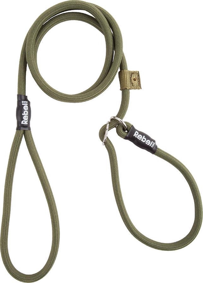 Rebel petz hondenriem - trainingslijn - leger groen - s - 8 mm x 140 cm