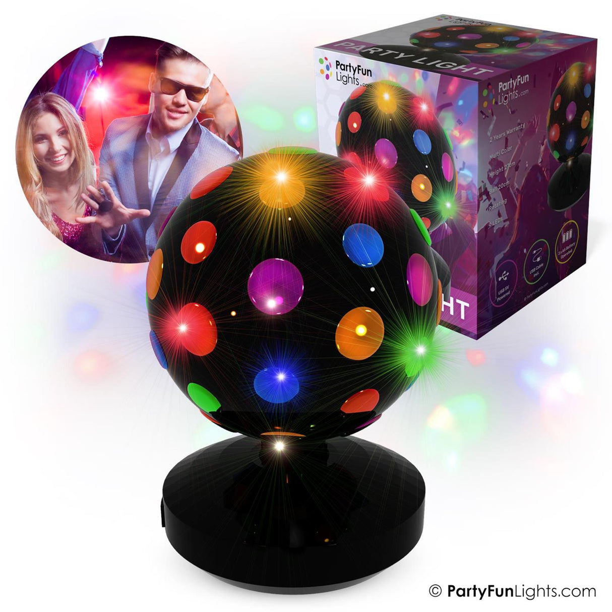 Party-Spaß-Lichter, Disco-Licht, Durchmesser 20 cm, 9 LEDs