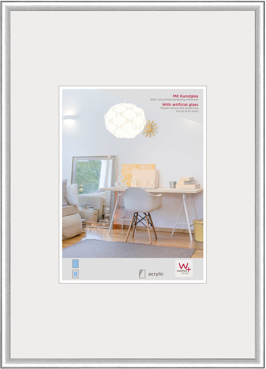 Walther New Lifestyle – Kunststoffrahmen – Fotogröße 30 x 40 cm – Kunstglas – Silber