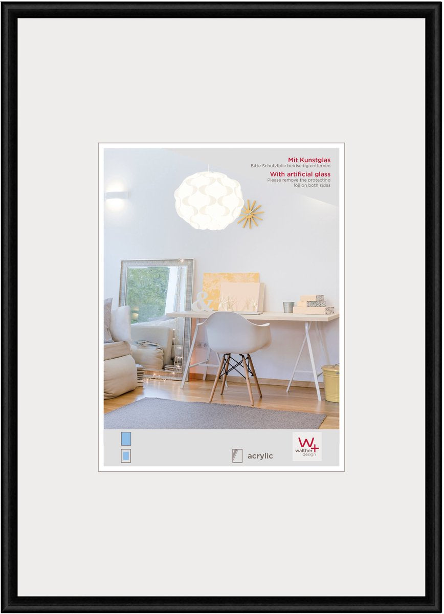 Walther New Lifestyle - Kunststoffrahmen - Fotogröße 20x30 cm - Kunstglas - Schwarz
