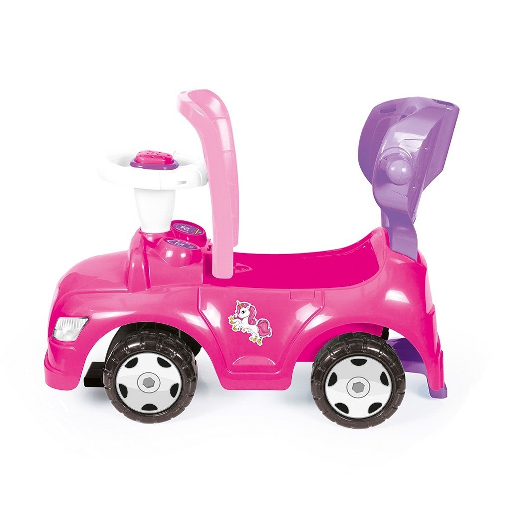 Dolu Einhorn-Rutschauto mit Schiebestange rosa