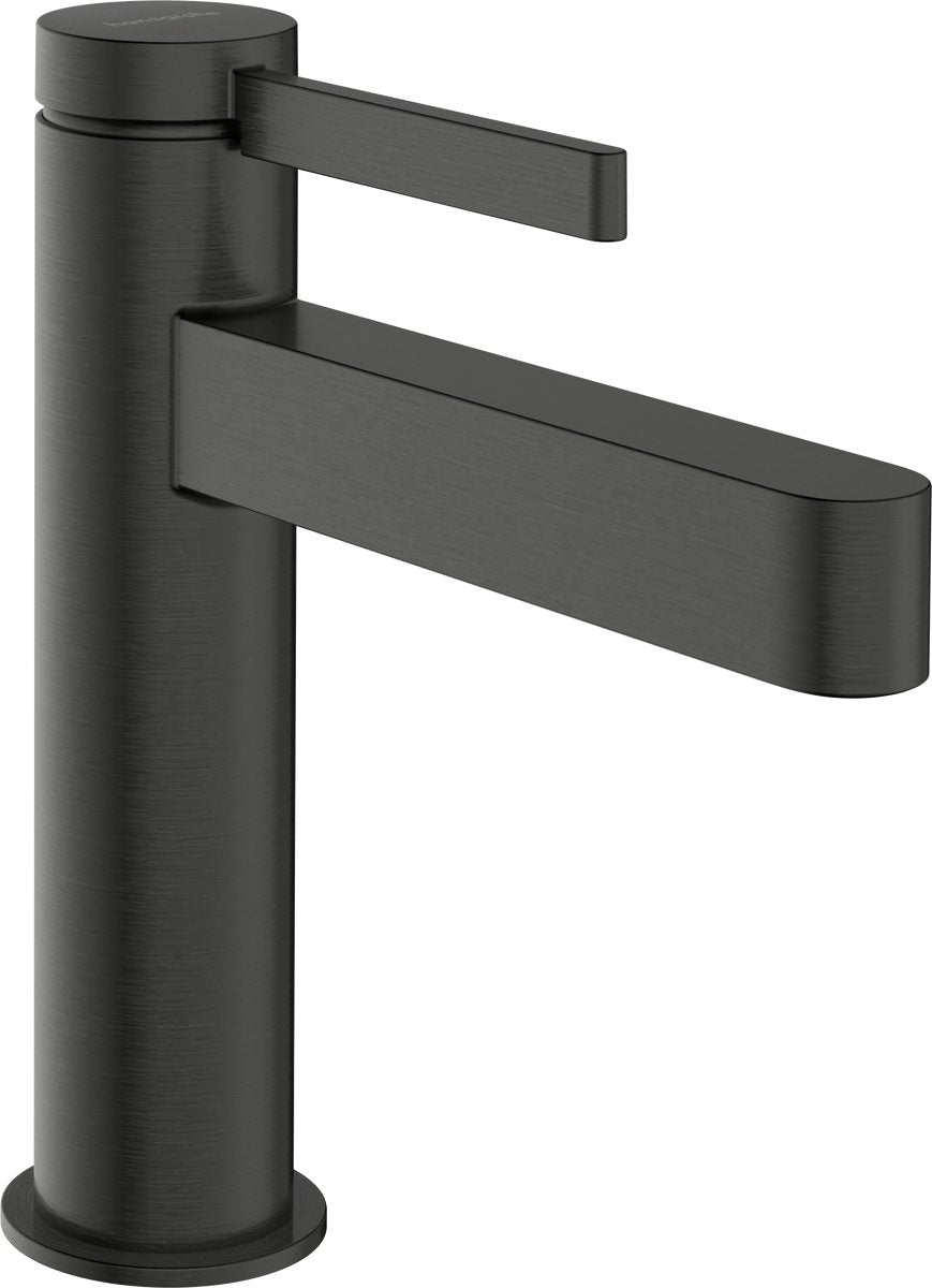 Hansgrohe Finoris – Waschtisch-Mischbatterie – Einhebelbedienung – Kaltstart-Energiesparfunktion – mit Ablaufgarnitur – 110 mm – gebürstetes Schwarzchrom