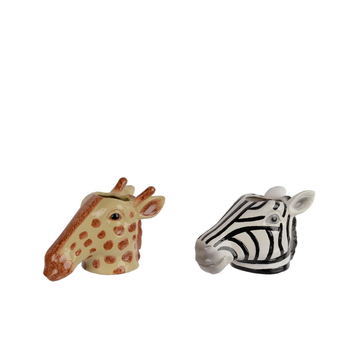 Decoris bloempot giraf of zebra porselein 8,5x16,5x11cm 2 assorti