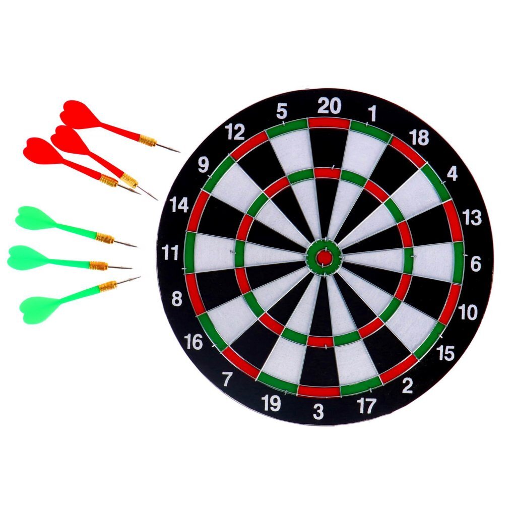 Keine Marke Dartscheibe zweiseitig mit 6 Pfeilen 37 cm | 3 Stück