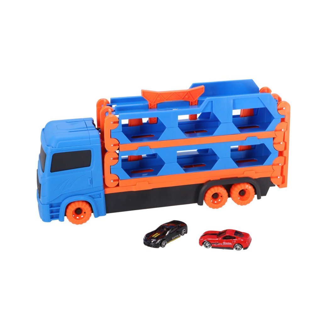 No-Brand-Popup-Autotransporter mit 2 Metallautos | 2 Stk