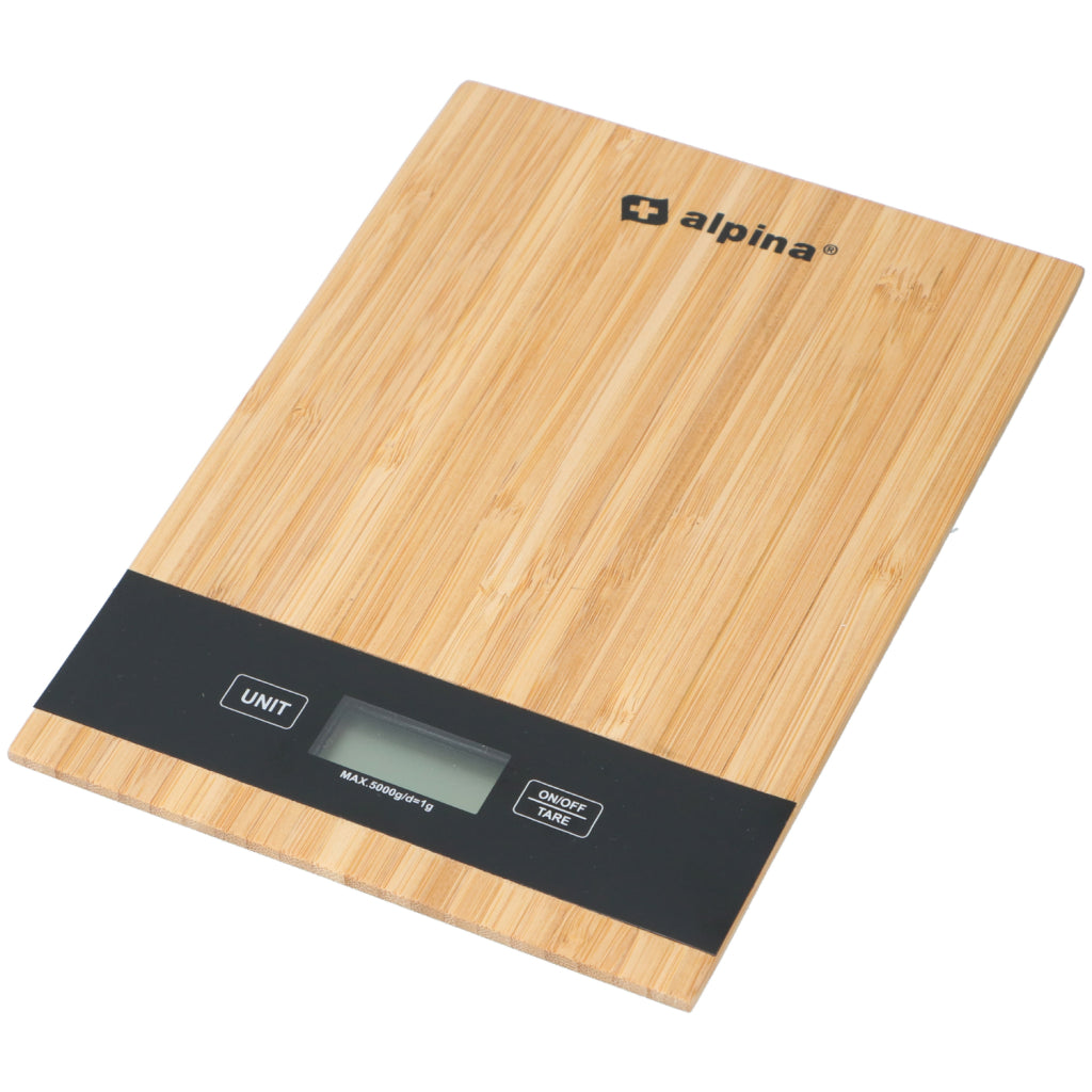 Alpina digitale Küchenwaage aus Bambus, 5 kg