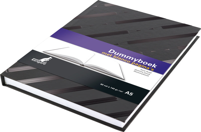 Kangaro K-5585 Dummy-Buch, A5, blanko, Hardcover, 80 Seiten, 140 g/m², schwarzes Design