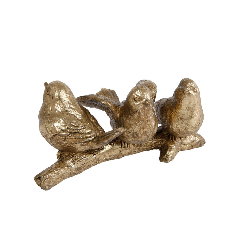 Gifts Amsterdam Skulptur Vögel auf Zweig 3 Gold Polystone 14x7x7cm