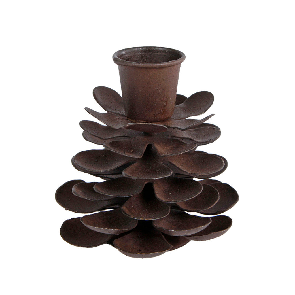 Sonstiges Kerzenständer Tannenzapfen aus dunklem Rostmetall 6x6x8cm