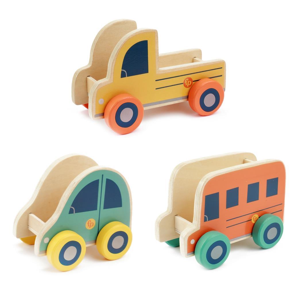 Fisher Price Fahrzeuge Tierset Holz, 6-tlg.