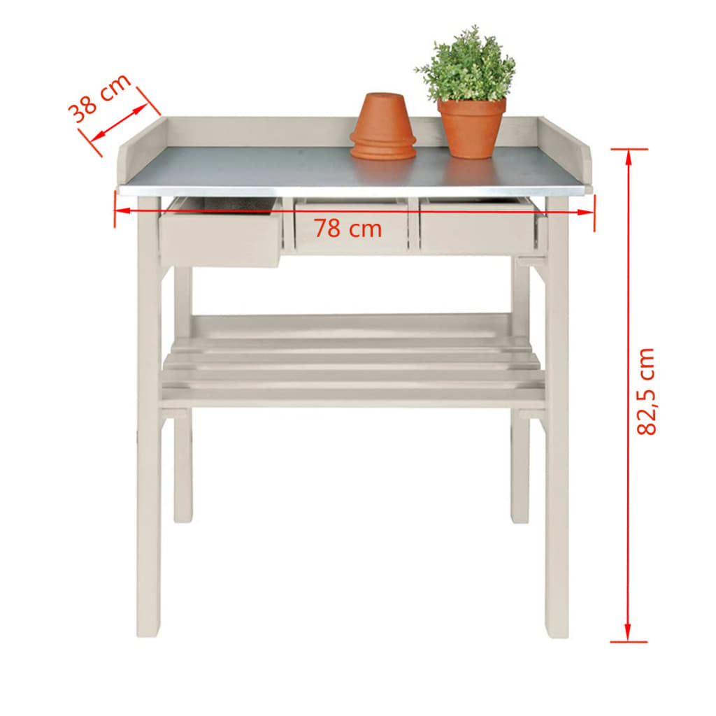 Esschert Design Gartenarbeitstisch mit Schubladen (weiß) CF29W