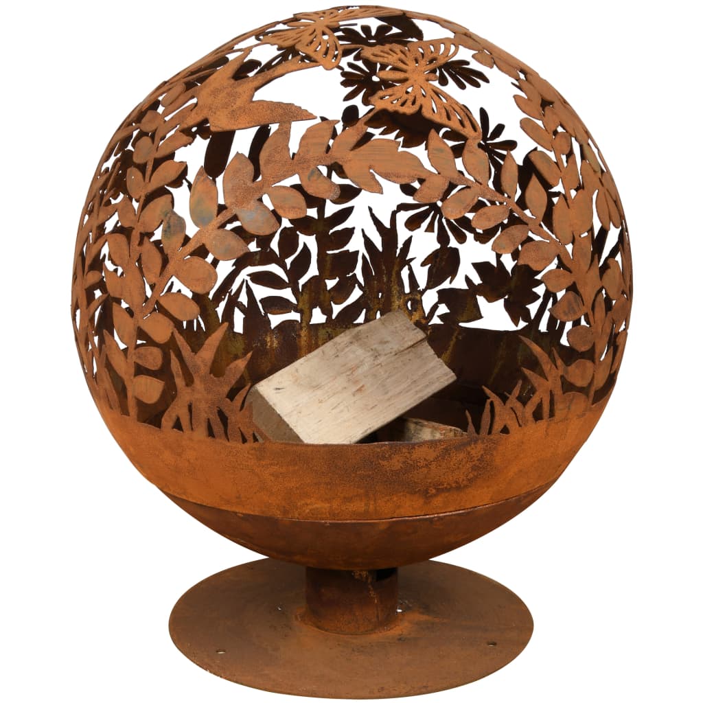 Esschert Design Fire Korf Laser Magged Flowers Rost -geläutet FF294
