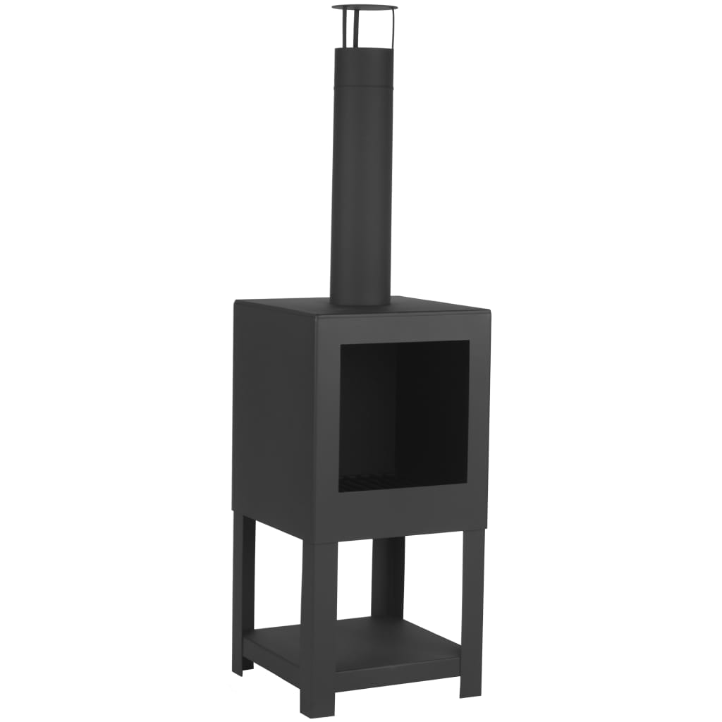 Esschert Design Gartenkamin mit Holzlager schwarz FF410