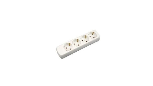 Vb 41132 Tischsteckdose 4-fach + RA ohne Kabel weiß